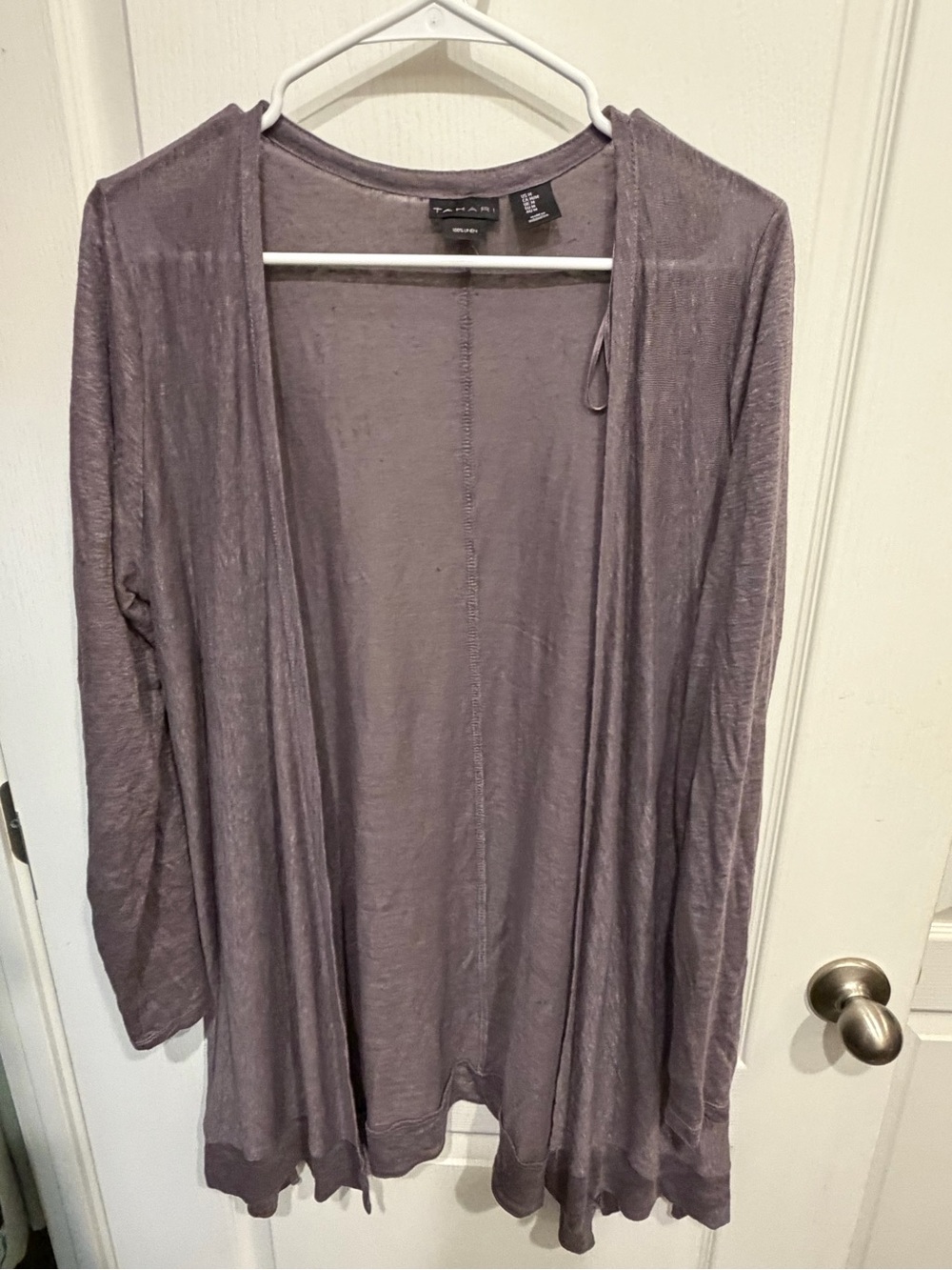 Tahari Dusty Lavender Open-Front Cardigan